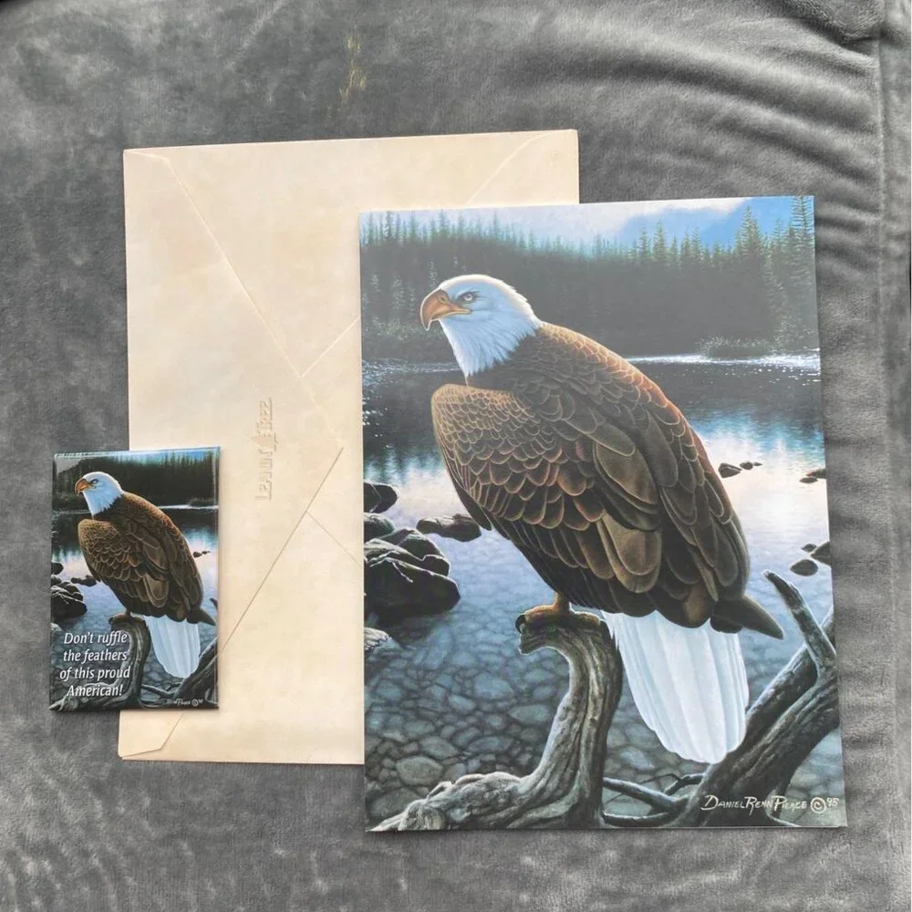 EAGLE PORTRAIT VTG Daniel Renn Pierce Birthday Greeting Card Magnet Leanin' Tree